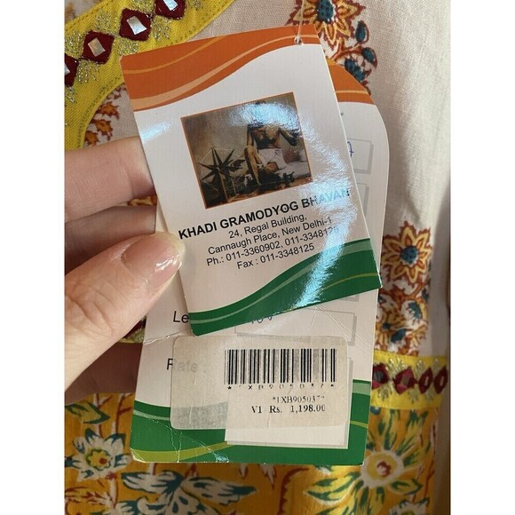 Khadi Long Yellow Boho Linen Dress NWT - Picture 7 of 8